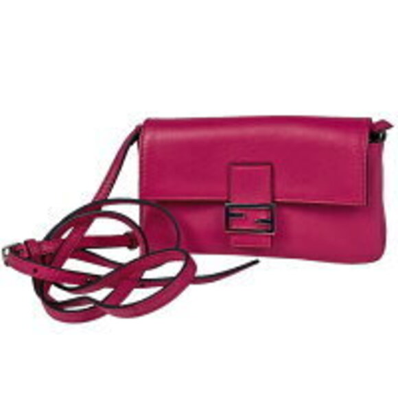 Fendi Baguette Pouch Crossbody Bag Leather Pink - Picture 1 of 6
